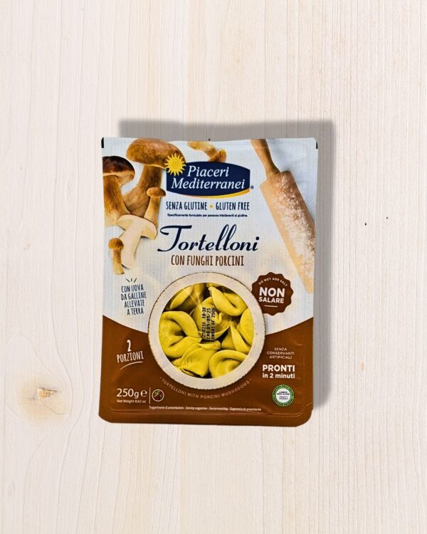 Tortelloni ai Funghi Porcini Senza Glutine Piaceri Mediterranei 250g – Pasta all’Uovo Ripiena, Pronta in 2 Minuti | L'Angolo Salutare
