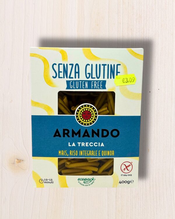 Armando La Treccia - Pasta Senza Glutine con Mais, Riso Integrale e Quinoa - 400g L'Angolo Salutare