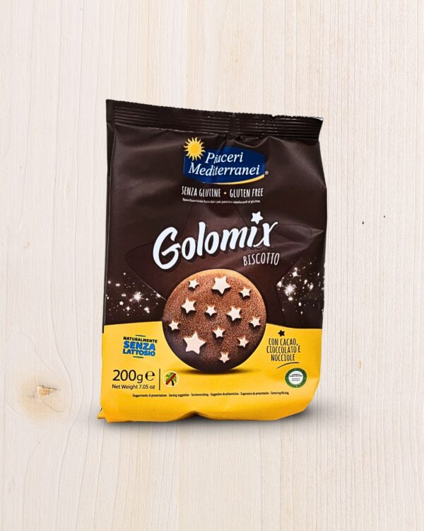 Biscotti Golomix Piaceri Mediterranei Senza Glutine 200g | Al Cacao con Nocciole – L’Angolo Salutare