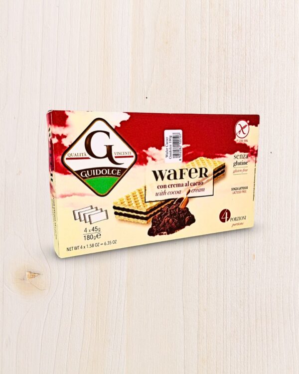 Guidolce Wafer con Crema al Cacao - Senza Glutine e Senza Lattosio - 180g L'Angolo Salutare