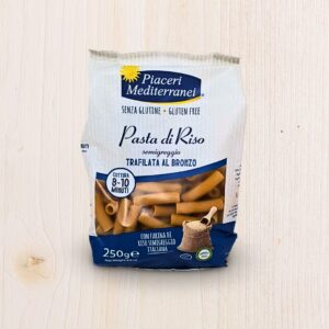 Rigatoni di Riso Semigreggio Senza Glutine Piaceri Mediterranei 250g – Pasta Trafilata al Bronzo, Ricca di Fibre | L'Angolo Salutare