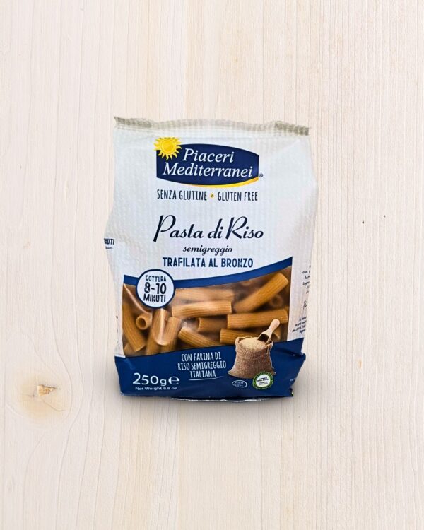 Rigatoni di Riso Semigreggio Senza Glutine Piaceri Mediterranei 250g – Pasta Trafilata al Bronzo, Ricca di Fibre | L'Angolo Salutare