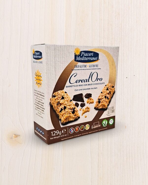 Barrette di Riso con Mais e Cioccolato Senza Glutine CerealOro Piaceri Mediterranei 129g – Vegan, Senza Lattosio e Olio di Palma | L'Angolo Salutare