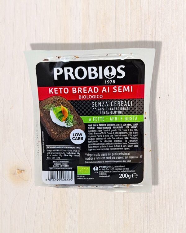 Keto Bread ai Semi Senza Glutine Probios 200g – Pane Biologico Low Carb, Ricco di Fibre, Pretagliato | L'Angolo Salutare