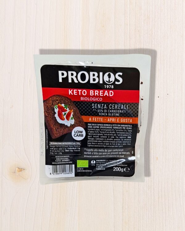 Keto Bread Senza Glutine Probios 200g – Pane Biologico Low Carb, Ricco di Fibre, Pretagliato | L'Angolo Salutare