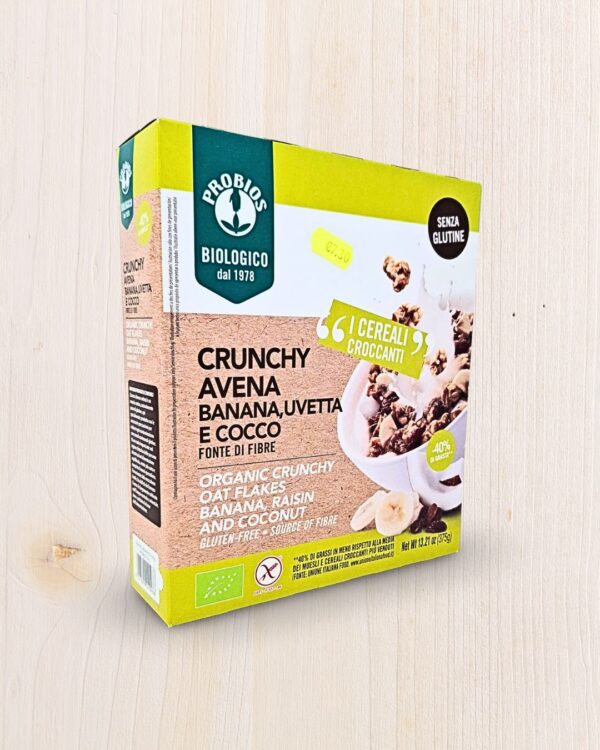 Probios Crunchy Avena Banana, Uvetta e Cocco - Cereali Croccanti Biologici Senza Glutine - 375g L'Angolo Salutare