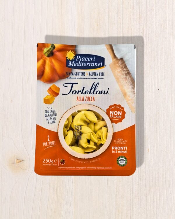Tortelloni alla Zucca Senza Glutine Piaceri Mediterranei 250g – Gusto Autunnale, Senza Glutine e Olio di Palma | L'Angolo Salutare