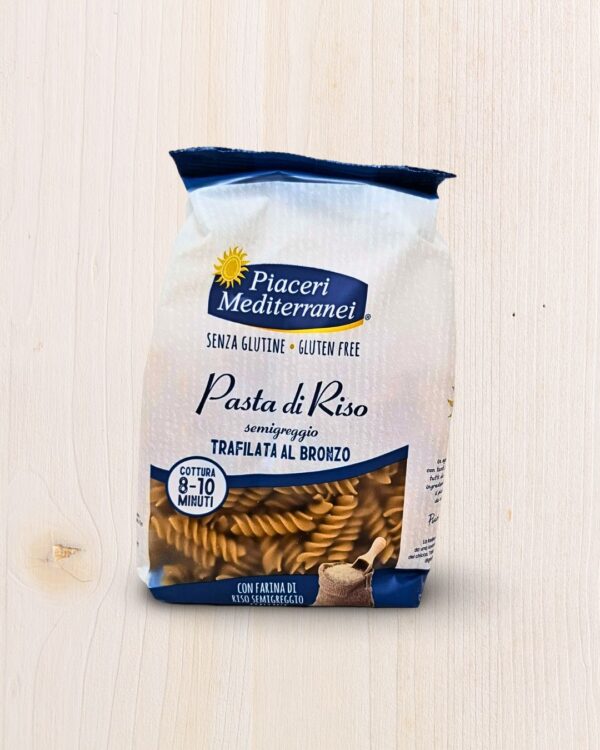 Fusilli di Riso Semigreggio Senza Glutine Piaceri Mediterranei 250g – Pasta Trafilata al Bronzo, Ricca di Fibre | L'Angolo Salutare