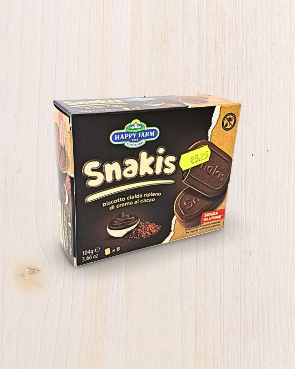 Snakis Happy Farm Biscotti Cialda con Crema al Cacao Senza Glutine 104g | L’Angolo Salutare
